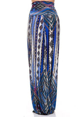 Niobe Clothing High Waist Foldover Boho Palazzo Pants (Royal) - pants