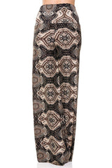 Niobe Clothing High Waist Foldover Boho Palazzo Pants (Bronze Baroque) - pants