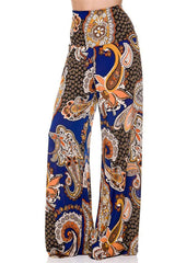Niobe Clothing High Waist Foldover Boho Palazzo Pants (Dragonfly) - pants