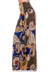 Niobe Clothing High Waist Foldover Boho Palazzo Pants (Dragonfly) - pants