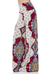Niobe Clothing High Waist Foldover Boho Palazzo Pants (Red Crystal Chandelier) - pants