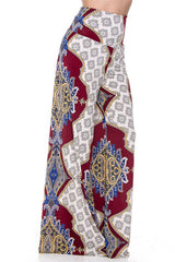 Niobe Clothing High Waist Foldover Boho Palazzo Pants (Red Crystal Chandelier) - pants
