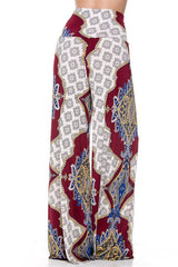 Niobe Clothing High Waist Foldover Boho Palazzo Pants (Red Crystal Chandelier) - pants