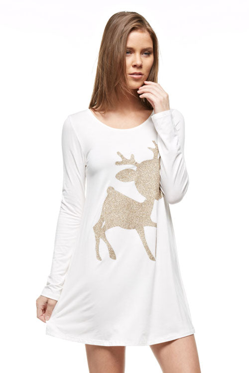 Niobe Clothing Baby Rudolph Glittered Long Sleeve Tunic - Tunics holiday