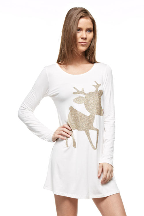 Niobe Clothing Baby Rudolph Glittered Long Sleeve Tunic - Tunics holiday
