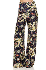 Niobe Clothing High Waist Foldover Boho Palazzo Pants (Golden Sunburst) - pants
