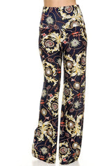 Niobe Clothing High Waist Foldover Boho Palazzo Pants (Golden Sunburst) - pants