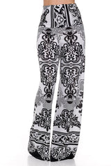 Niobe Clothing High Waist Fold Over Wide Leg Lounge Palazzo Pants (White Sands) - pants