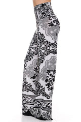 Niobe Clothing High Waist Fold Over Wide Leg Lounge Palazzo Pants (White Sands) - pants