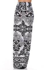 Niobe Clothing High Waist Fold Over Wide Leg Lounge Palazzo Pants (White Sands) - pants