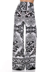 Niobe Clothing High Waist Fold Over Wide Leg Lounge Palazzo Pants (White Sands) - pants