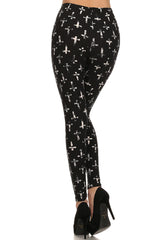 Niobe Clothing Black Cross Graphic Print Lined Leggings - leggings