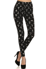 Niobe Clothing Black Cross Graphic Print Lined Leggings - leggings