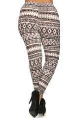 Niobe Clothing Mocha Diamond Design Plus Size Leggings - leggings
