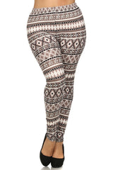 Niobe Clothing Mocha Diamond Design Plus Size Leggings - leggings
