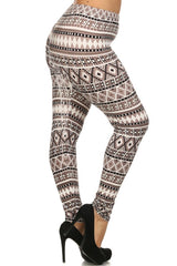 Niobe Clothing Mocha Diamond Design Plus Size Leggings - leggings