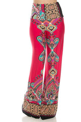 Niobe Clothing High Waist Fold Over Wide Leg Gaucho Palazzo Pants (Coral) - pants