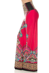 Niobe Clothing High Waist Fold Over Wide Leg Gaucho Palazzo Pants (Coral) - pants
