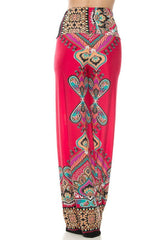 Niobe Clothing High Waist Fold Over Wide Leg Gaucho Palazzo Pants (Coral) - pants