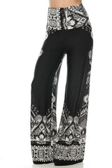 Niobe Clothing High Waist Fold Over Wide Leg Gaucho Palazzo Pants (Black-1) - pants