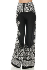 Niobe Clothing High Waist Fold Over Wide Leg Gaucho Palazzo Pants (Black-1) - pants