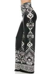 Niobe Clothing High Waist Fold Over Wide Leg Gaucho Palazzo Pants (Black-1) - pants