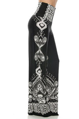 Niobe Clothing High Waist Fold Over Wide Leg Gaucho Palazzo Pants (Black-1) - pants