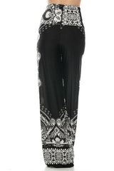 Niobe Clothing High Waist Fold Over Wide Leg Gaucho Palazzo Pants (Black-1) - pants