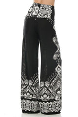 Niobe Clothing High Waist Fold Over Wide Leg Gaucho Palazzo Pants (Black-1) - pants
