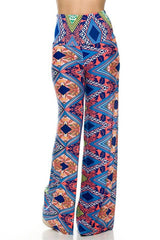 Niobe Clothing High Waist Fold Over Wide Leg Palazzo Pants (Kaleidoscope) - pants