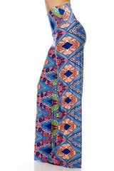 Niobe Clothing High Waist Fold Over Wide Leg Palazzo Pants (Kaleidoscope) - pants