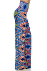 Niobe Clothing High Waist Fold Over Wide Leg Palazzo Pants (Kaleidoscope) - pants
