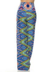 Niobe Clothing High Waist Fold Over Wide Leg Palazzo Pants (Kaleidoscope) - pants