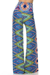 Niobe Clothing High Waist Fold Over Wide Leg Palazzo Pants (Kaleidoscope) - pants