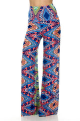 Niobe Clothing High Waist Fold Over Wide Leg Palazzo Pants (Kaleidoscope) - pants