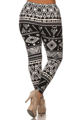 Niobe Clothing White Diamonds Design Plus Size Leggings - leggings