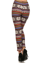 Niobe Clothing Multicolor Snowflake Graphic Print Lined Leggings - leggings