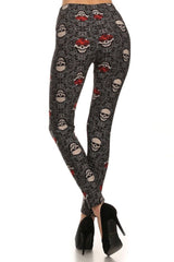 Niobe Clothing Pirate Skull Print Lined Leggings - leggings