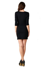 Niobe Clothing Women's Black and White Bodycon Color Block Short Mini Dress - dress