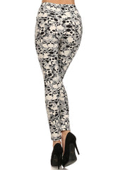 Niobe Clothing Cream Skull Print Lined Leggings - leggings