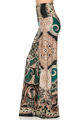 Niobe Clothing High Waist Fold Over Wide Leg Palazzo Pants (Exquisite Jade) - pants