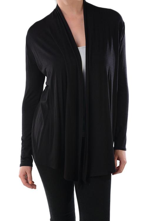 Niobe Clothing Rayon Span Open Long Sleeve Cardigan - f_outerwear