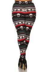 Niobe Clothing Multicolor Skull Design Plus Size Leggings - leggings