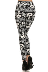 Niobe Clothing Black Skull Print Lined Leggings - leggings