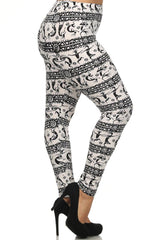 Niobe Clothing Plus Size Fashion Tribal Leggings (Black/White) - leggings