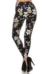 Niobe Clothing Pastel Floral Graphic Print Lined Leggings - leggings