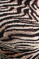 Niobe Clothing Animal Print Striped Full Length Banded Waist Foldover Maxi Skirt (Sand Tiger) - Skirts