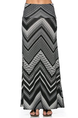 Niobe Clothing Black Chevron Printed Maxi Skirt - Skirts