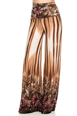 Niobe Clothing High Waisted Fold Over Wide Leg Gaucho Palazzo Pants (BRONZE) - pants