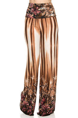 Niobe Clothing High Waisted Fold Over Wide Leg Gaucho Palazzo Pants (BRONZE) - pants